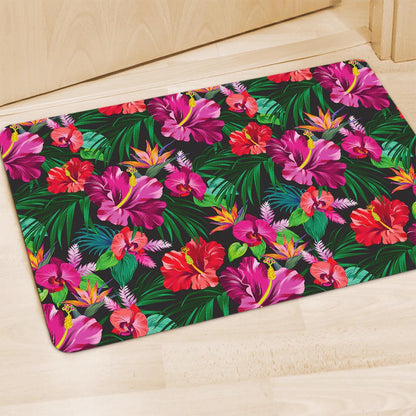 Hawaiian Floral Flowers Pattern Print Polyester Doormat