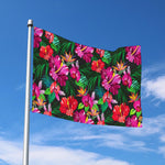Hawaiian Floral Flowers Pattern Print Polyester Flag