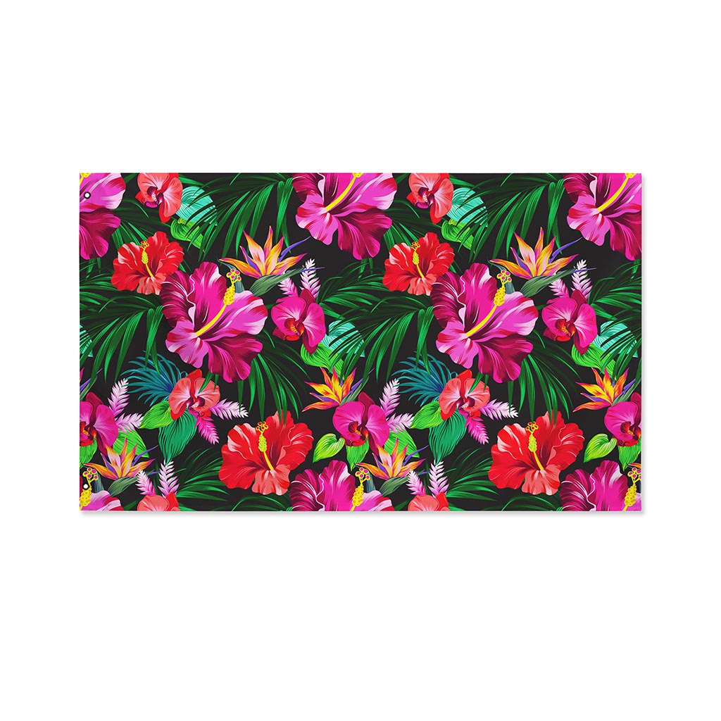 Hawaiian Floral Flowers Pattern Print Polyester Flag