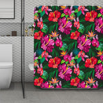 Hawaiian Floral Flowers Pattern Print Polyester Shower Curtain