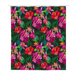 Hawaiian Floral Flowers Pattern Print Polyester Shower Curtain