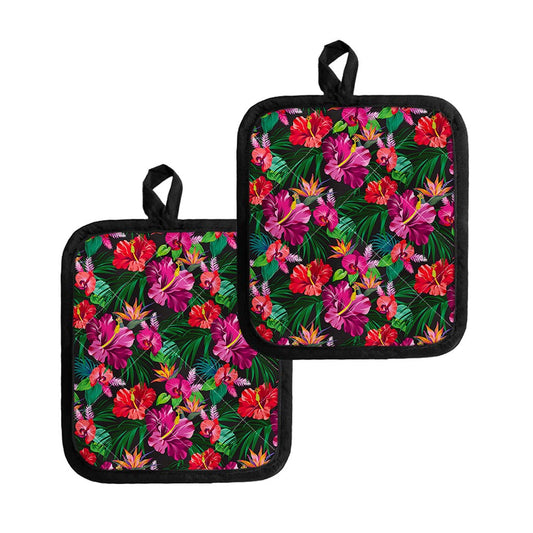 Hawaiian Floral Flowers Pattern Print Pot Holders