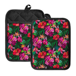 Hawaiian Floral Flowers Pattern Print Pot Holders With Pocket