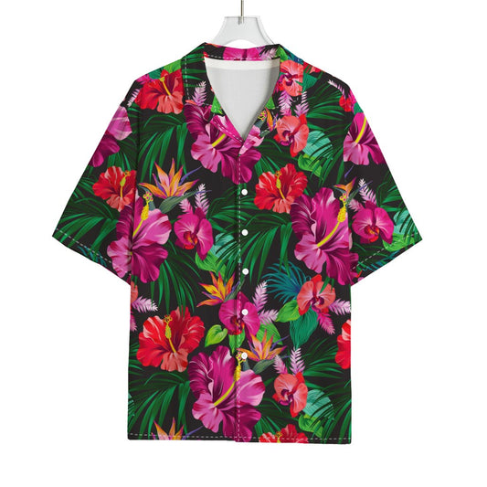 Hawaiian Floral Flowers Pattern Print Rayon Hawaiian Shirt