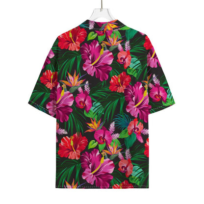 Hawaiian Floral Flowers Pattern Print Rayon Hawaiian Shirt