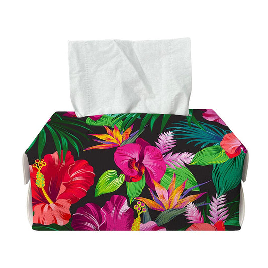 Hawaiian Floral Flowers Pattern Print Rectangle Tissue Box Cover