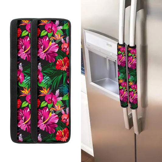 Hawaiian Floral Flowers Pattern Print Refrigerator Handle Covers