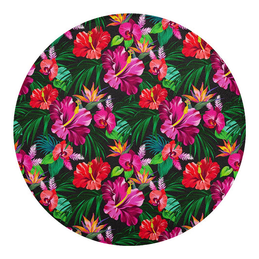 Hawaiian Floral Flowers Pattern Print Round Blanket
