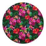 Hawaiian Floral Flowers Pattern Print Round Blanket