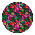 Hawaiian Floral Flowers Pattern Print Round Floor Mat