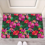Hawaiian Floral Flowers Pattern Print Rubber Doormat
