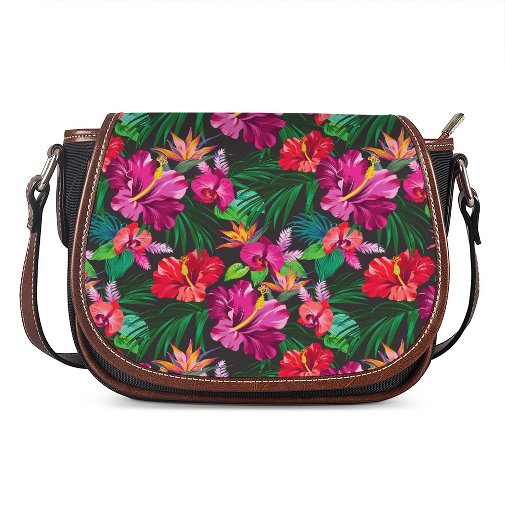 Hawaiian Floral Flowers Pattern Print Saddle Bag