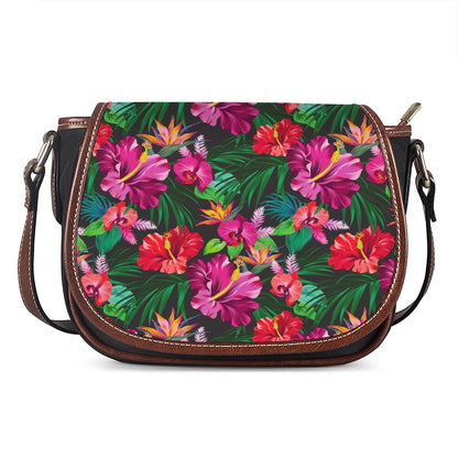Hawaiian Floral Flowers Pattern Print Saddle Bag