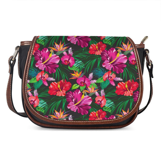 Hawaiian Floral Flowers Pattern Print Saddle Bag