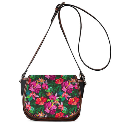 Hawaiian Floral Flowers Pattern Print Saddle Bag