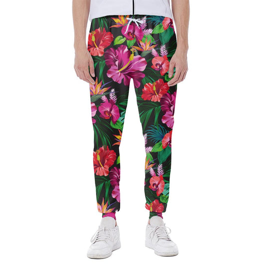 Hawaiian Floral Flowers Pattern Print Scuba Joggers