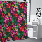 Hawaiian Floral Flowers Pattern Print Shower Curtain