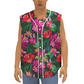 Hawaiian Floral Flowers Pattern Print Sleeveless Baseball Jersey