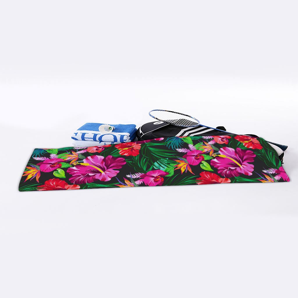 Hawaiian Floral Flowers Pattern Print Sports Towel