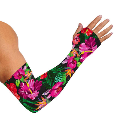 Hawaiian Floral Flowers Pattern Print Sun Protection Arm Sleeves