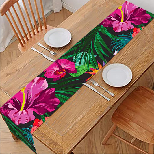 Hawaiian Floral Flowers Pattern Print Table Runner