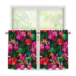 Hawaiian Floral Flowers Pattern Print Tier Curtains