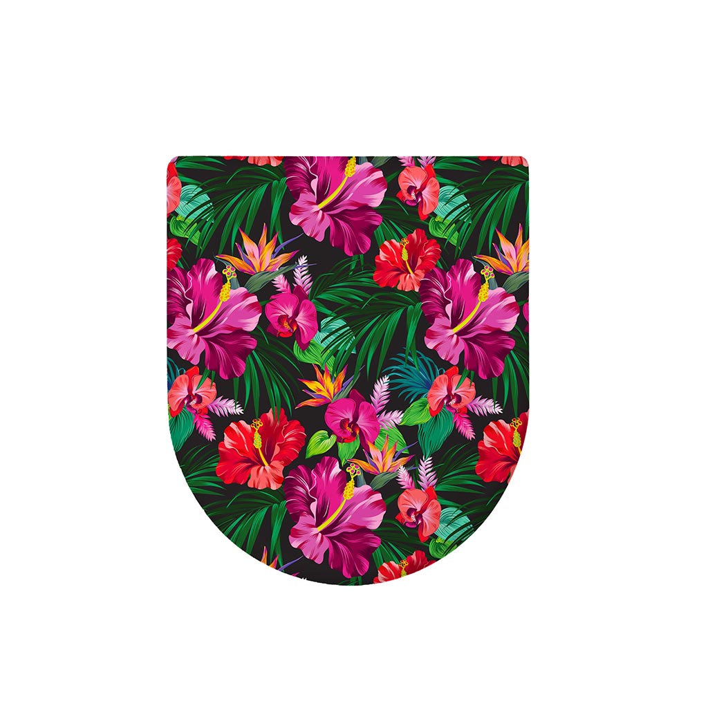 Hawaiian Floral Flowers Pattern Print Toilet Lid Cover