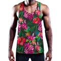 Hawaiian Floral Flowers Pattern Print Men's Workout Tank Top