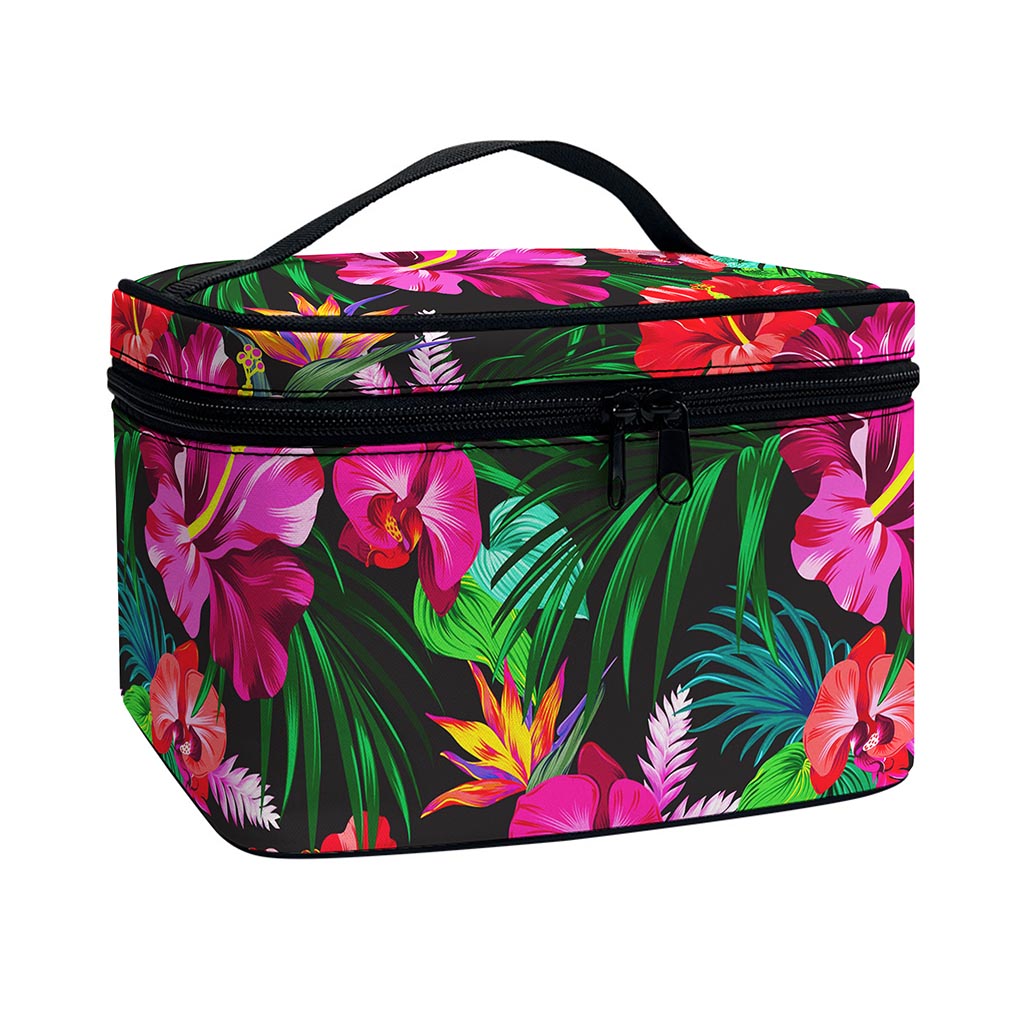 Hawaiian Floral Flowers Pattern Print Travel Makeup Bag
