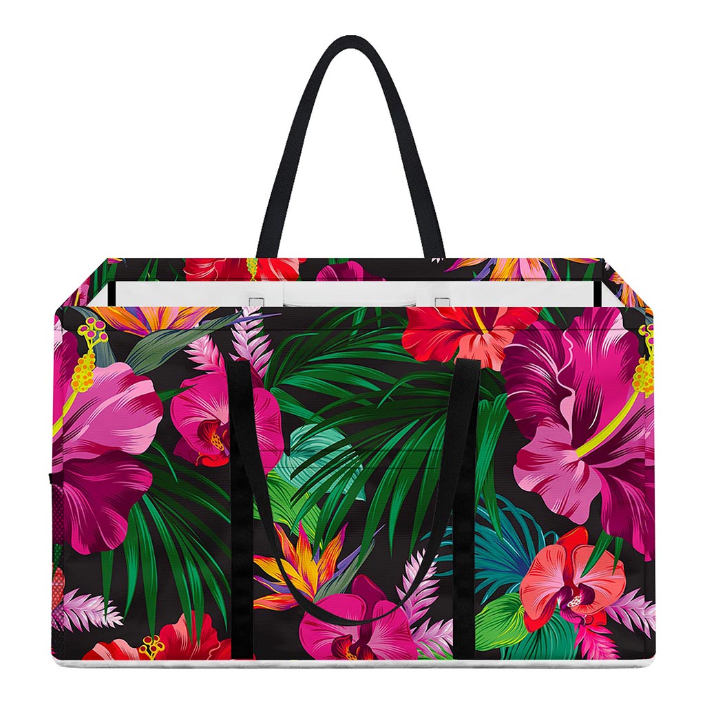Hawaiian Floral Flowers Pattern Print Utility Tote Bag