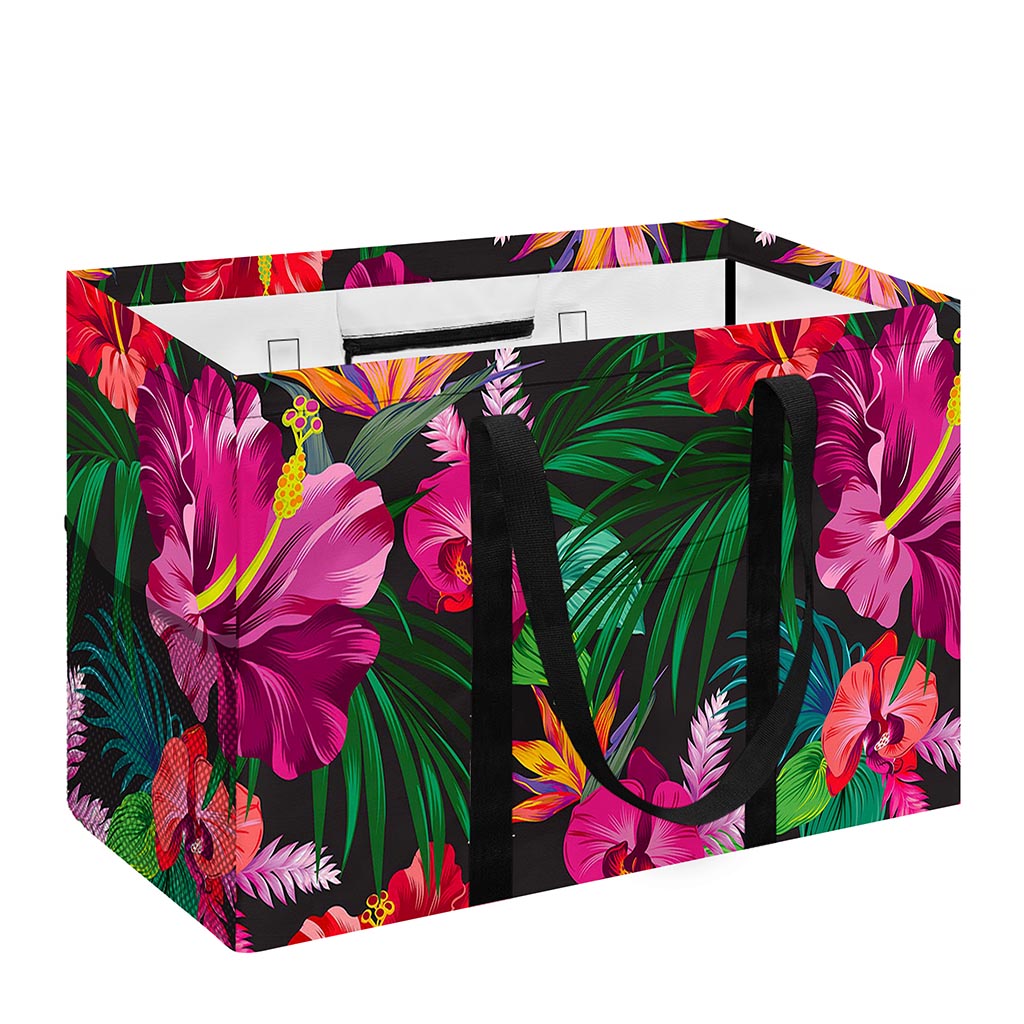 Hawaiian Floral Flowers Pattern Print Utility Tote Bag