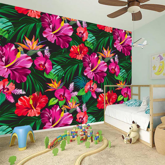 Hawaiian Floral Flowers Pattern Print Wall Sticker