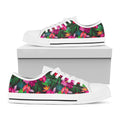 Hawaiian Floral Flowers Pattern Print White Low Top Sneakers