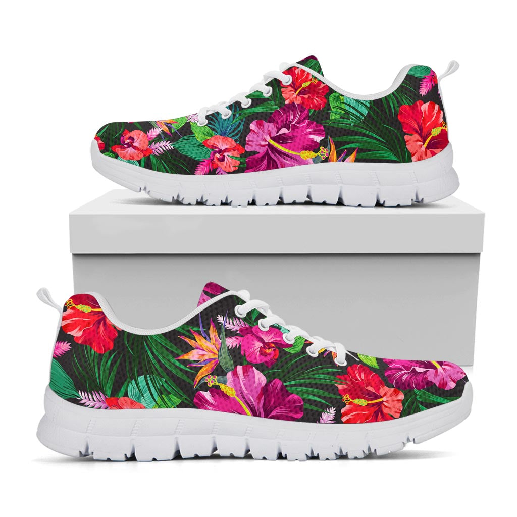Hawaiian Floral Flowers Pattern Print White Running Shoes
