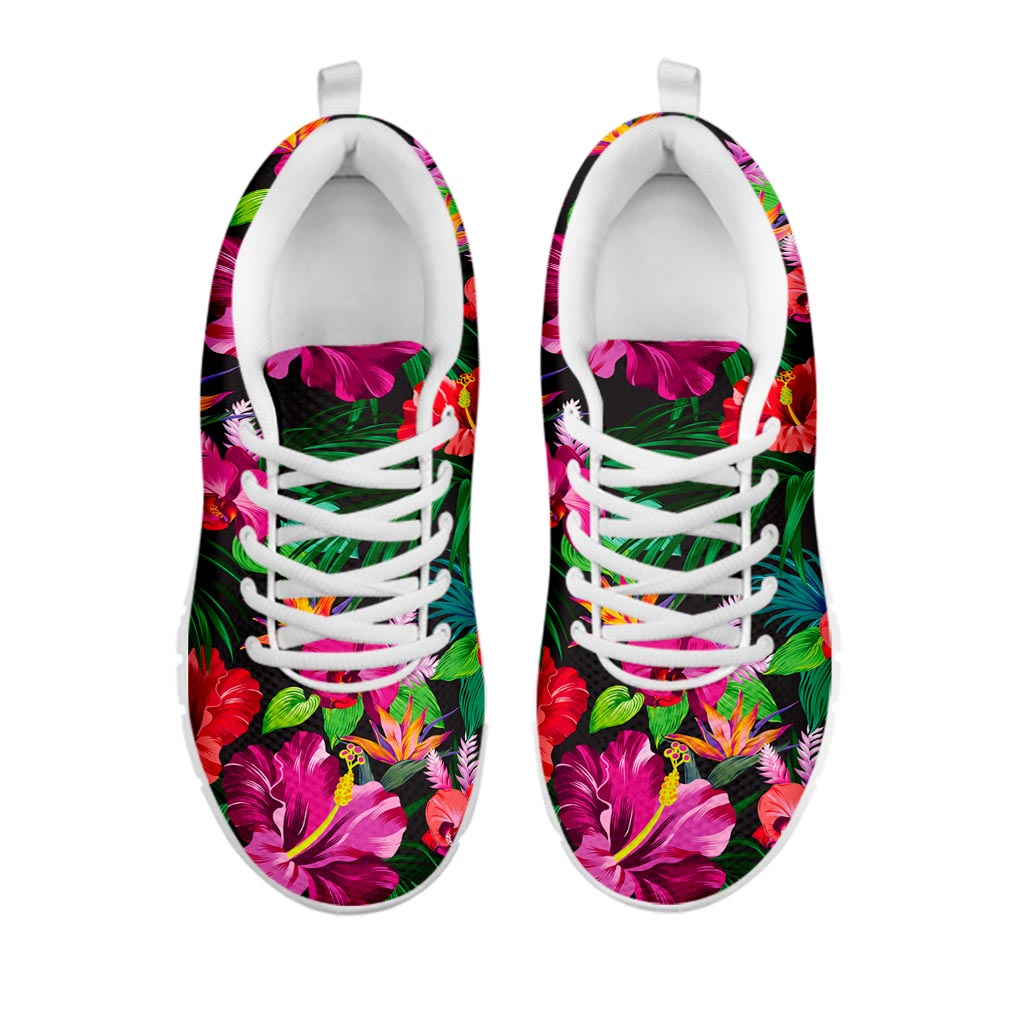Hawaiian Floral Flowers Pattern Print White Running Shoes