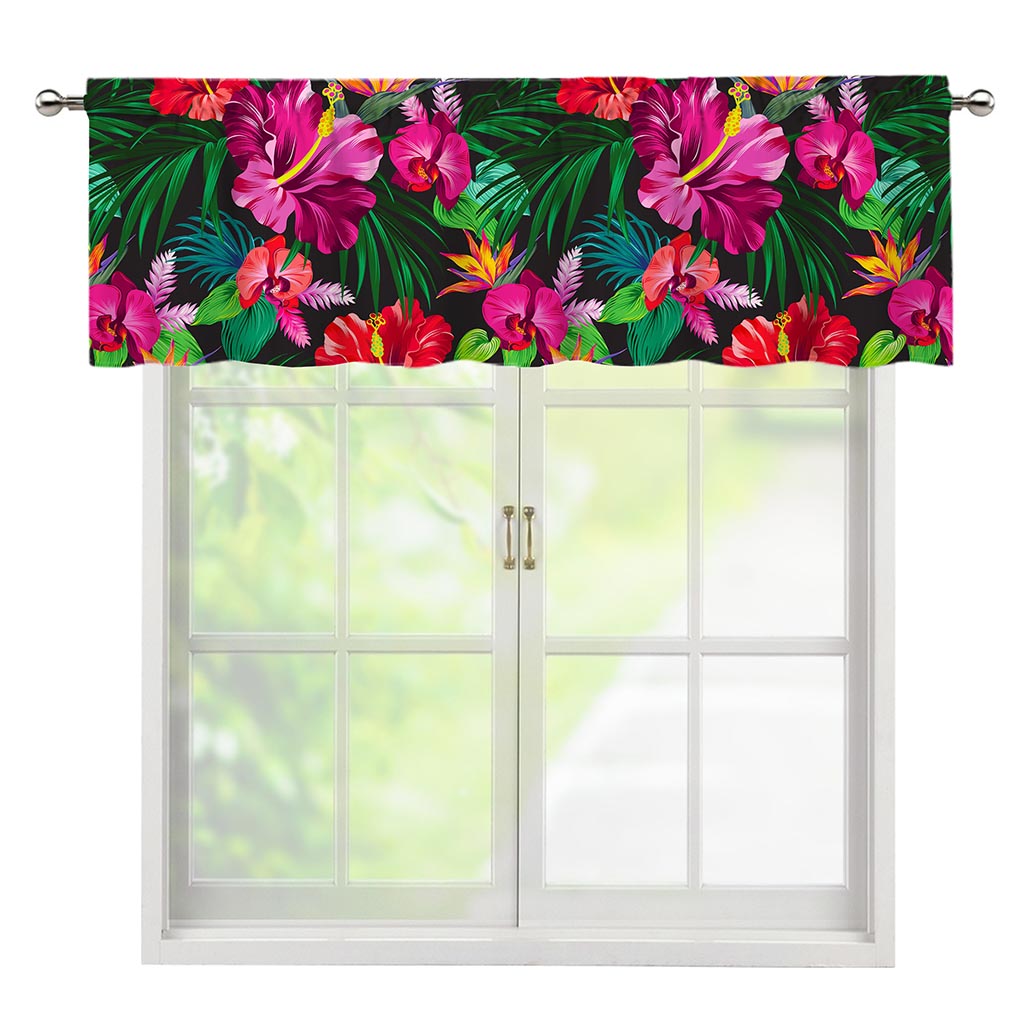 Hawaiian Floral Flowers Pattern Print Window Valance