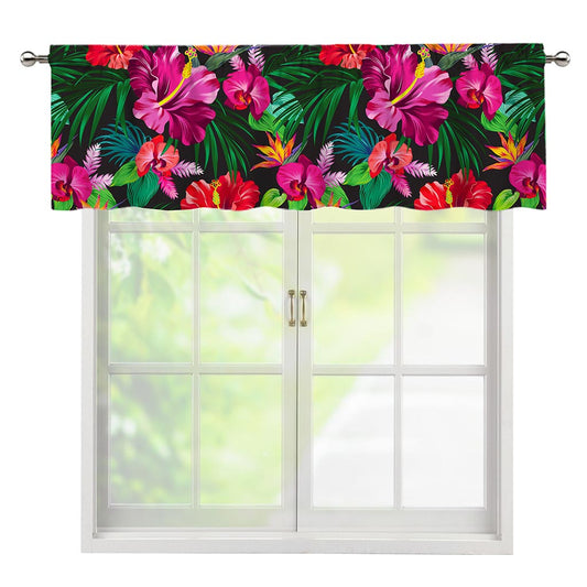 Hawaiian Floral Flowers Pattern Print Window Valance