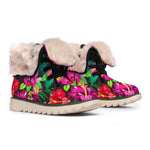 Hawaiian Floral Flowers Pattern Print Winter Boots