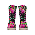 Hawaiian Floral Flowers Pattern Print Winter Boots