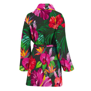 Hawaiian Floral Flowers Pattern Print Women's Bathrobe