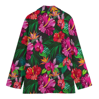 Hawaiian Floral Flowers Pattern Print Women's Blazer