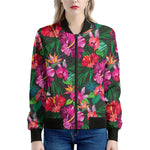 Hawaiian Floral Flowers Pattern Print Women's Bomber Jacket