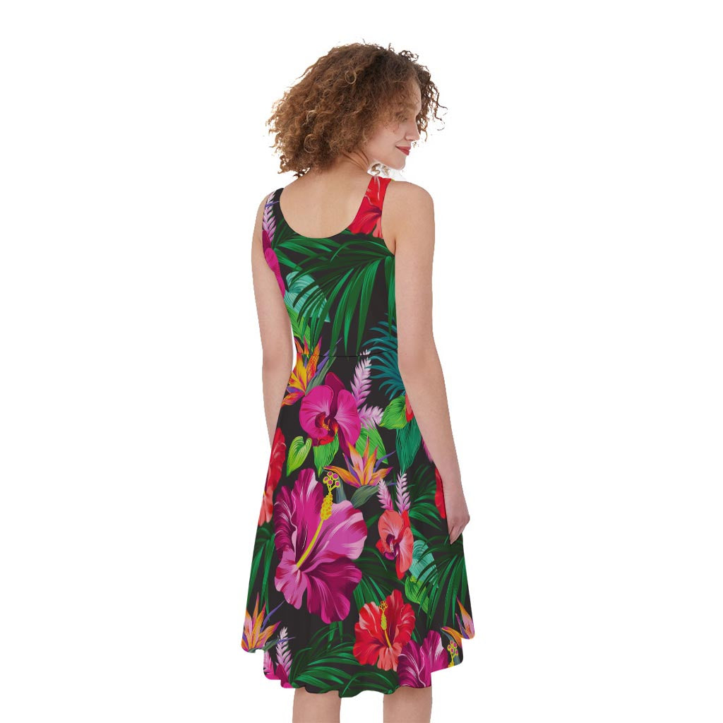 Hawaiian Floral Flowers Pattern Print Women's Sleeveless Dress