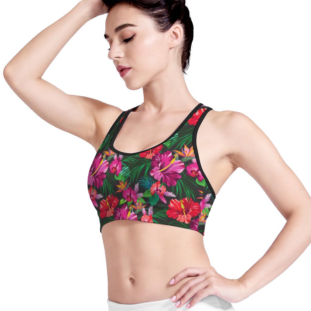 Hawaiian Floral Flowers Pattern Print Women's Sports Bra