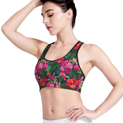 Hawaiian Floral Flowers Pattern Print Women's Sports Bra