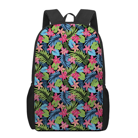 Hawaiian Floral Pattern Print 17 Inch Backpack