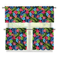 Hawaiian Floral Pattern Print 3 Piece Kitchen Curtains
