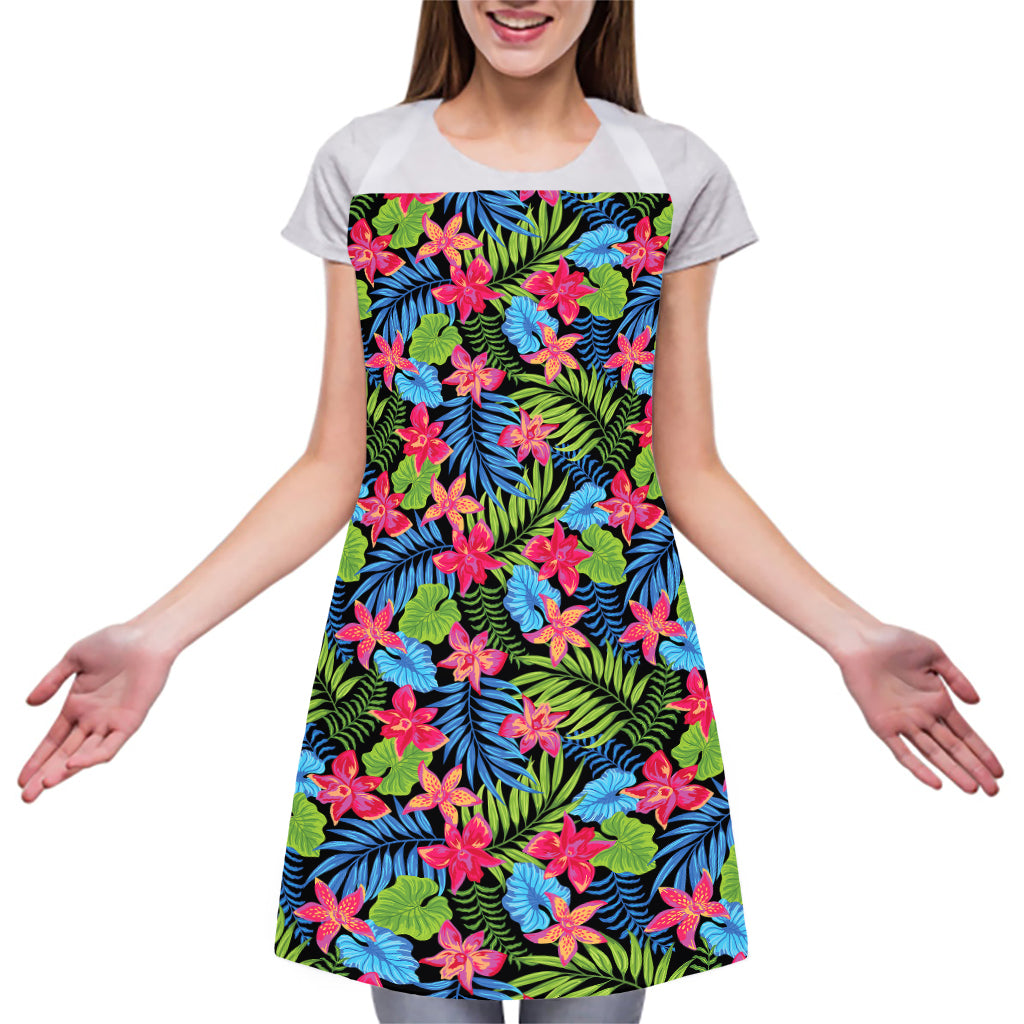 Hawaiian Floral Pattern Print Adjustable Apron