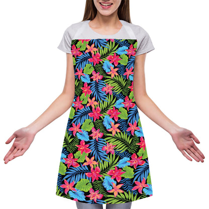 Hawaiian Floral Pattern Print Adjustable Apron