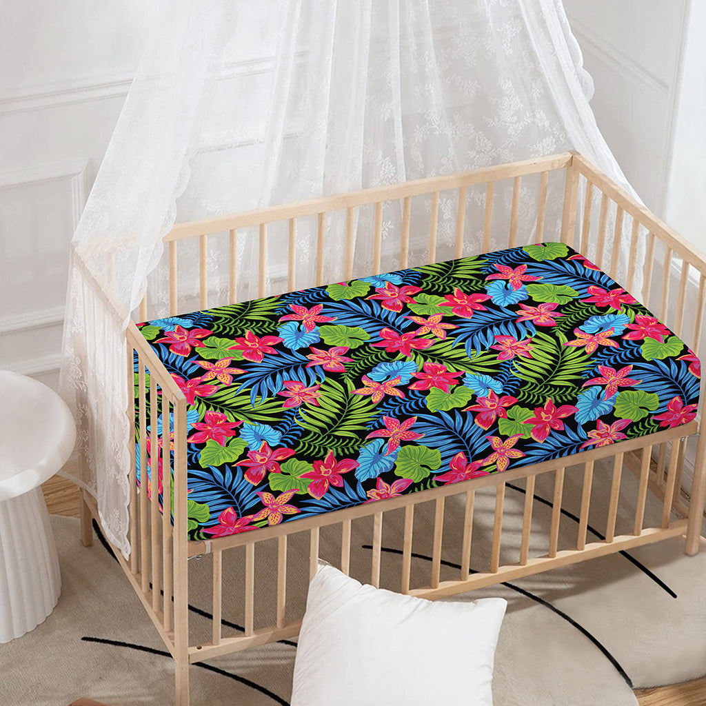 Hawaiian Floral Pattern Print Baby Crib Sheet